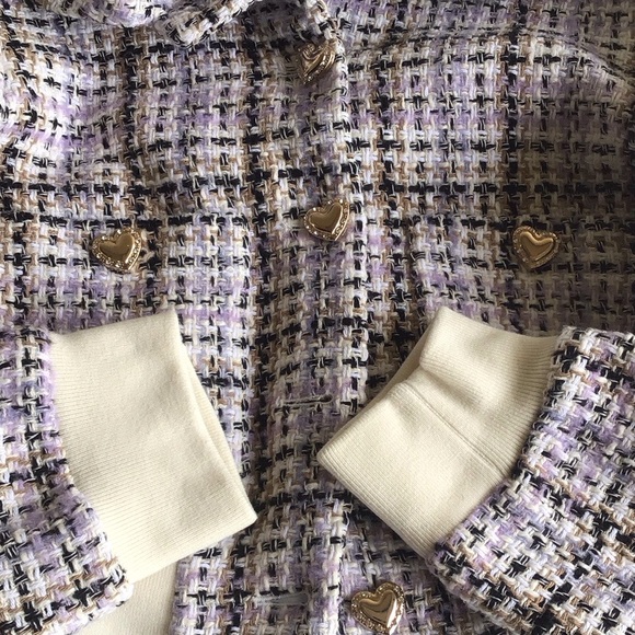 Mango Helen tweed heart button bomber jacket - Picture 12 of 16